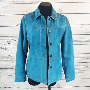 LL Bean blue suede jacket, 100% leather, size S